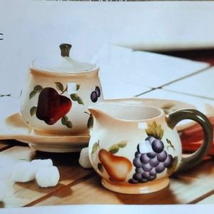 Sonoma Sugar and Creamer & Tray New Home Interiors handpainted Earthenware